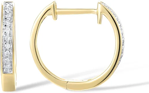 Miniatura 2 de Santuzza Aretes de aro delicados de oro macizo de 10 quilates con diamantes auténticos para mujer