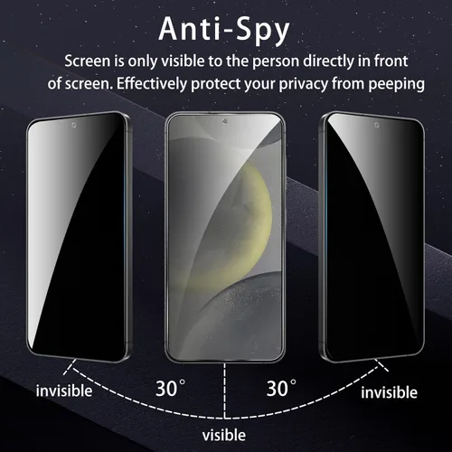 Miniatura 4 de Paquete de 3 protectores de pantalla de privacidad para Samsung Galaxy S24, película de vidrio templado transparente HD, antiespía, antiarañazos