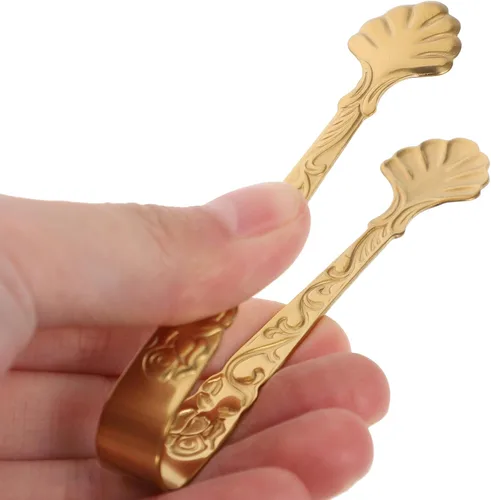 Miniatura 5 de Mini pinzas para servir de 3.5 pulgadas, 2 pinzas de azúcar, picadora pequeña de acero inoxidable para cubos de azúcar con agarrador de hielo