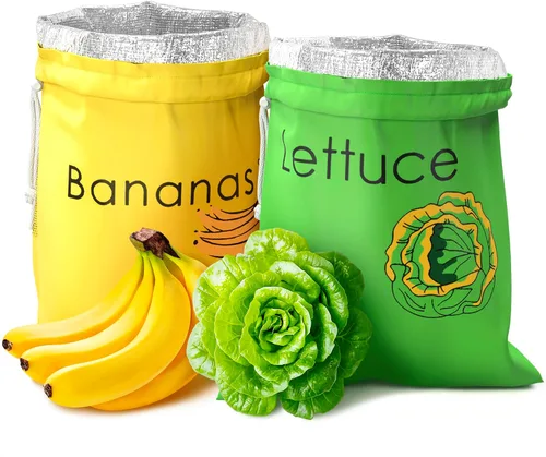 Miniatura 10 de Lechuga Keeper para refrigerador – Bolsas de almacenamiento reutilizables de 3 capas con forro de aluminio y cordón Transpirable, lavable