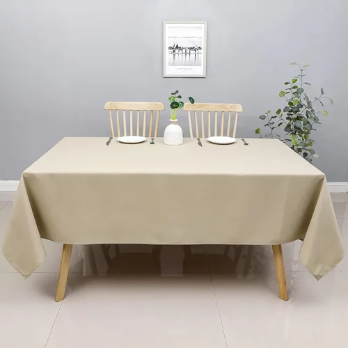 Miniatura 6 de Wewoch Mantel rectangular color caqui, resistente al agua, lavable, de poliéster, para comedor, cocina, fiestas, bodas y uso al aire libre, 60 x 84