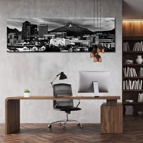 Miniatura 5 de Arte de Pared de Arizona para Oficina Decoración Negro y Blanco Imágenes de Paisaje Urbano de Tucson para Dormitorio Impresiones en Lienzo