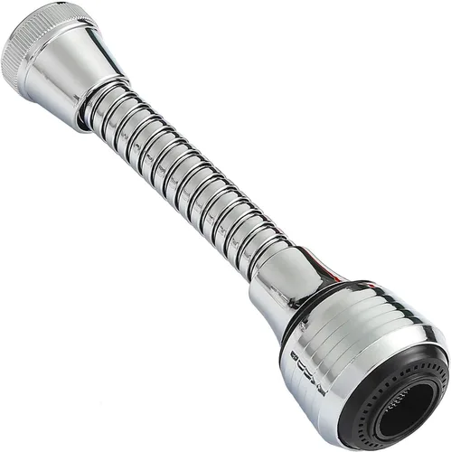 Accesorio Flexible de Rociador de Grifo 360° Extensión de Aireador de Fregadero de Cocina ABS Cromo Pulido para Agua Fría y Caliente (Plata)