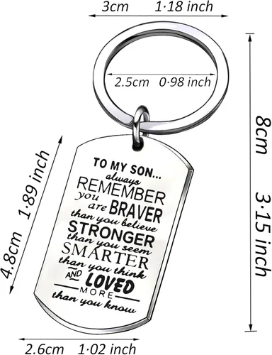 Miniatura 3 de Llavero de Hijo para hombre y niño regalo para mi hijo You are Braver Stronger Smarter than you think acero inoxidable