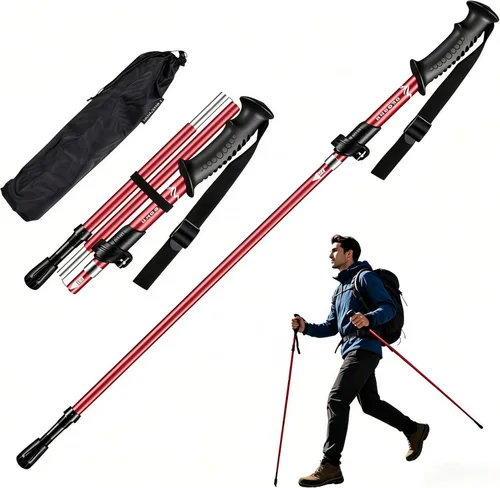 Miniatura 2 de Bastones de trekking plegables, aluminio, 38-44 pulgadas (compacto), 44-52 pulgadas (matrimonial) altura ajustable con bloqueo rápido, agarre