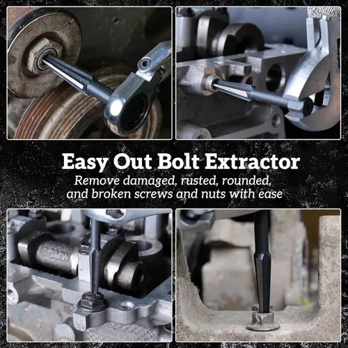 Miniatura 6 de Kit extractor de pernos, 10 piezas extractor de tornillo y broca izquierda Brocas de acero HSS M2, broca inversa y extractor de pernos, elimina