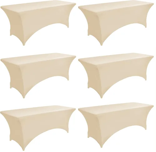 Miniatura 34 de Paquete de 2 Cubiertas de Mesa de Spandex de 4 pies para Mesas Plegables Rectangulares - Manteles Elásticos Ajustados Resistentes a las Arrugas