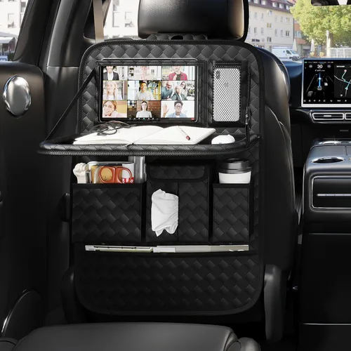 Miniatura 4 de GMQ Organizador de asiento trasero de automóvil, 1 paquete, organizador de asiento trasero con bandeja, caja de almacenamiento multifuncional