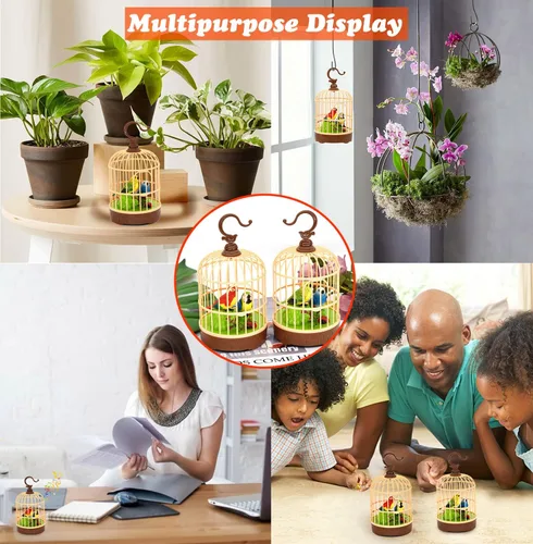 Miniatura 6 de HWD Juguete de Jaula de Pájaros de Inducción Activado por Voz, Juguetes de Pájaros Loros que Hablan Pían y Aletean, Regalos para Bebés Niños