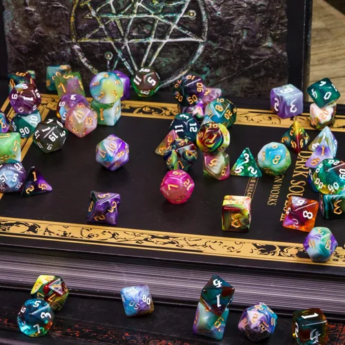 Miniatura 5 de Juego de 8 Sets de Dados Poliédricos D&D, Juego de 56 Dados DND con 2 Bolsas de Cuero Grandes para Juegos de Mesa RPG