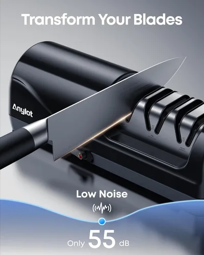 Miniatura 8 de Afilador de cuchillos eléctrico para cocina, afilador de cuchillos eléctrico de 3 etapas con abrasivos 100% de diamante, guía de ángulo de precisión
