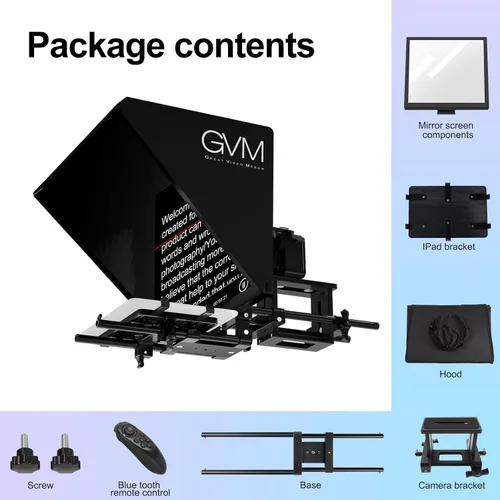 Miniatura 7 de GVM Teleprompters para iPad Tablet DSLR Cámara portátil de 18 pulgadas con control remoto y aplicación, construcciones de aluminio sólido