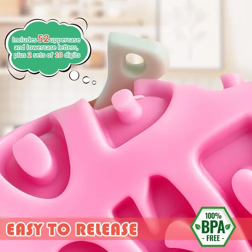 Miniatura 4 de HKMTT - Moldes de letras de silicona para fondant de chocolate, tamaño mini para mayúsculas y minúsculas del alfabeto, decoración de números