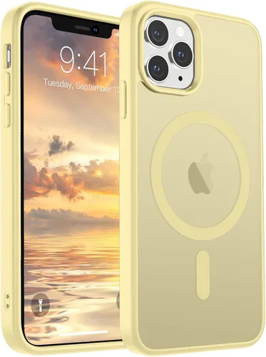 Miniatura 38 de SUPFINE Funda magnética para iPhone 11 Pro Max (compatible con MagSafe) (protección contra caídas de grado militar), delgada, translúcida mate, a