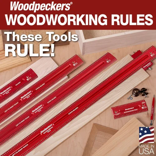 Miniatura 2 de Woodpeckers Regla de carpintería, 6 pulgadas, L2R y escala central grabada con láser, regla de carpintería de aluminio de precisión fabricada