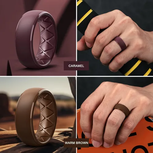 Miniatura 43 de Egnaro Anillos de boda de silicona para hombre: 1/4/6/7 Multipack de anillos de boda de goma con arco interior Diseño ergonómico transpirable