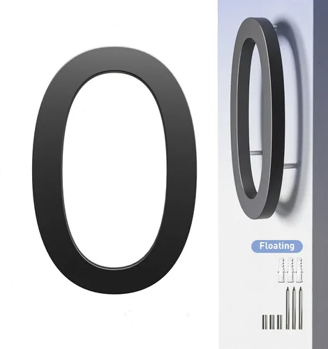 Miniatura 13 de Números de Casa para Exterior Número de Dirección - 7 Pulgadas Número de Casa Moderno de Metal Negro 6, Números de Puerta Flotantes Grandes 3D