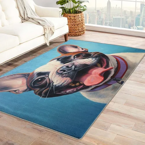 Miniatura 8 de Alfombras lavables para sala de estar, dormitorio, alfombra negra de bulldog francés y decoración del hogar, alfombra de área para perros de 5 x 8