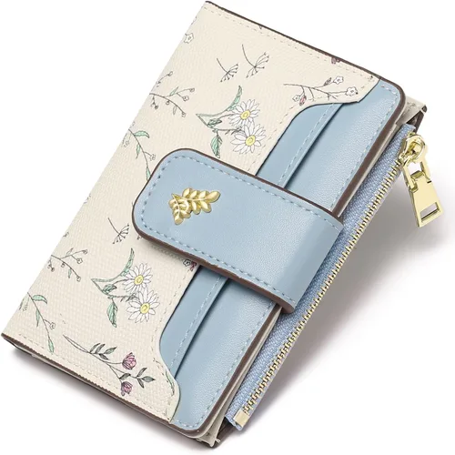 Miniatura 15 de GAEKEAO Billeteras pequeñas para mujer, con bloqueo RFID, de cuero, plegable, con cremallera, bolsillo para tarjetas de crédito, con ventana