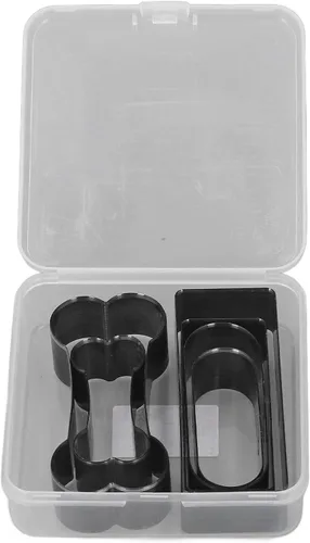 Miniatura 6 de Juego de troqueles de corte de cuero, 6 piezas de herramienta de corte hueco de cuero con forma de hueso ovalado rectangular para manualidades