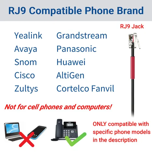 Miniatura 2 de Adaptador U10P-S RJ9 a QD HIS Cable para auriculares de desconexión rápida Plantronics Cable de bobina compatible con Yealink T20P T21P T26P T23G