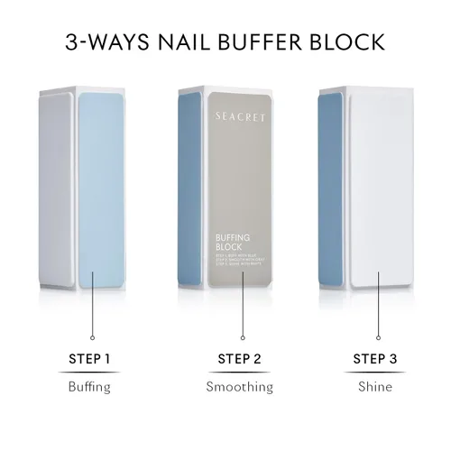 Miniatura 5 de SEACRET Minerals - Bloque profesional para pulir uñas, bloque de pulido de 3 maneras, el secreto para uñas brillantes, manicura y pedicura, paquete