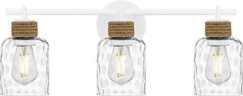 Miniatura 13 de Quoizel Naturals Baltic - Luces modernas de tocador de 14.5 pulgadas, 2 luces, estilo costero, color negro mate y cristal de agua transparente
