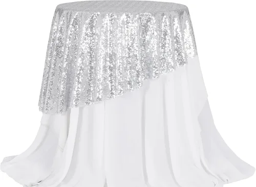 Miniatura 83 de PartyDelight Mantel de lentejuelas redondo de 50 pulgadas, color dorado claro, adorno de mesa para decoración de bodas, fiestas, cumpleaños