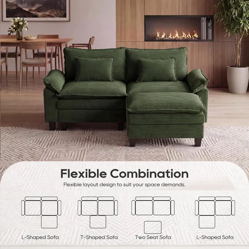 Miniatura 4 de URRED - Sofá seccional modular Cloud, sofá moderno en forma de L de 87" con asiento profundo con otomana y almohadas, ultra cómodos sofás de pana