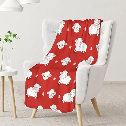 Miniatura 2 de Manta de oveja de regalo, 30 x 40 pulgadas, bonita manta para niños, niñas y mujeres, mantas rojas suaves y peludas para cama, sofá y viajes Manta