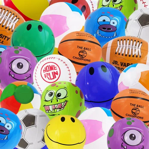 Miniatura 4 de The Dreidel Company Surtido de pelotas de playa, varios diseños para fiestas en la piscina, cumpleaños, juguete divertido de verano, 6 pulgadas