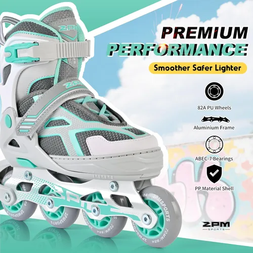 Miniatura 3 de 2PM SPORTS - Patines en línea ajustables Torinx verde para niños, patines divertidos para principiantes para niños, jóvenes, niñas, hombres