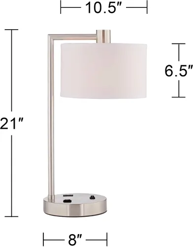 Miniatura 2 de Colby lámpara de mesa de níquel pulido con salida y puerto USB