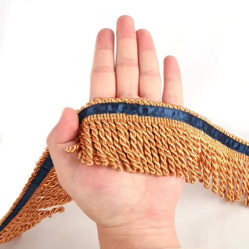 Miniatura 17 de Ribete de Flecos de Lingotes y Adornos 5/10 Yardas X 2.5 Pulgadas de Tela para Costura DIY Decoración para Ropa Flecos Hebreos Dorados con Cinta Azul