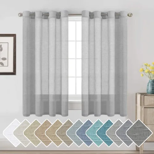 Miniatura 10 de H.VERSAILTEX Cortinas de 96 pulgadas de largo, cortinas de lino/cortinas transparentes de mezcla de lino natural/paneles/cortinas para sala