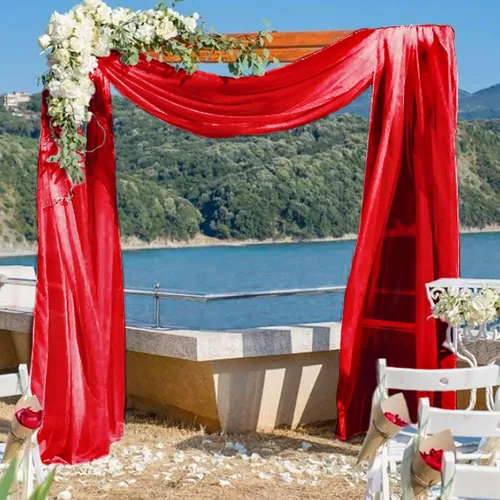 Miniatura 7 de ShinyBeauty Cortinas de gasa rojas de 84 pulgadas de largo, paquete de 2 cortinas transparentes de 29 x 84 pulgadas, 2 paneles de cortinas de gasa