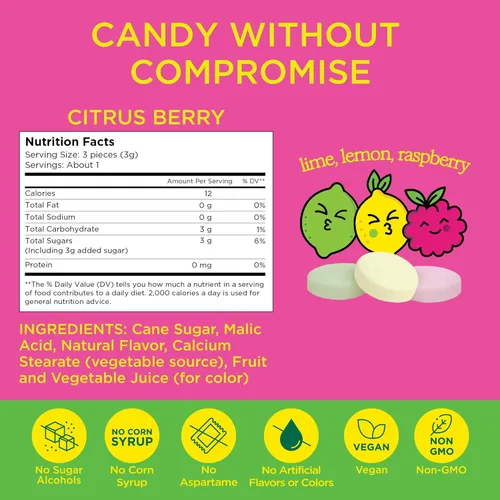 Miniatura 2 de SIMPLY Sours - Latas de caramelo agrio de bayas cítricas (paquete de 3), veganas, sin OMG, sin jarabe de maíz, sin colores ni sabores artificiales