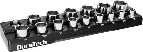 Miniatura 14 de DURATECH Juego de Organizadores Magnéticos de Llaves de Vaso, Soportes de Llaves de Vaso de 1/4" SAE y Métricas, Bandejas de Llaves de Vaso