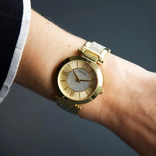 Miniatura 4 de GUESS Reloj analógico de cuarzo para mujer con correa de acero inoxidable W1288L2, dorado, pulsera, Oro, Pulsera