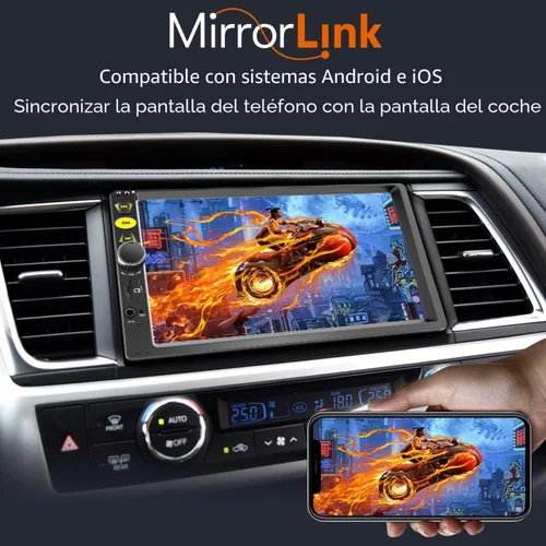 Miniatura 3 de Estéreo de coche de 7" con pantalla táctil de doble DIN con Apple CarPlay, estéreo de coche Bluetooth de 7" con cámara de respaldo, controles