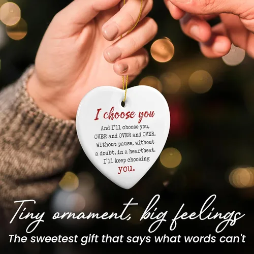 Miniatura 4 de TEEZWONDER Regalos de Navidad para parejas para él y ella, adornos de Navidad de cerámica 2025 para decoraciones de árboles, regalos de aniversario