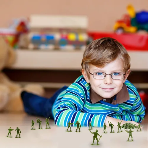 Miniatura 6 de Fun Central Green Army - Figuras de acción de soldado de juguete para niños, paquete a granel de 144 soldados en posturas surtidas
