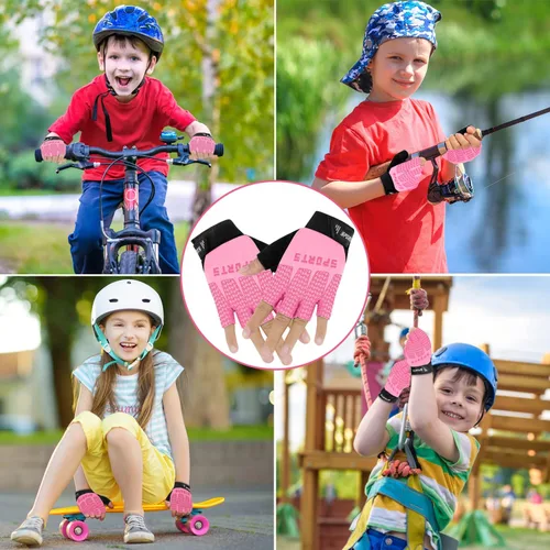 Miniatura 6 de Kids Fingerless Sport Cycling Glove, Non-Slip Toddler Half Finger Fishing Gloves for Child Climbing Riding Biking Outdoor Sports