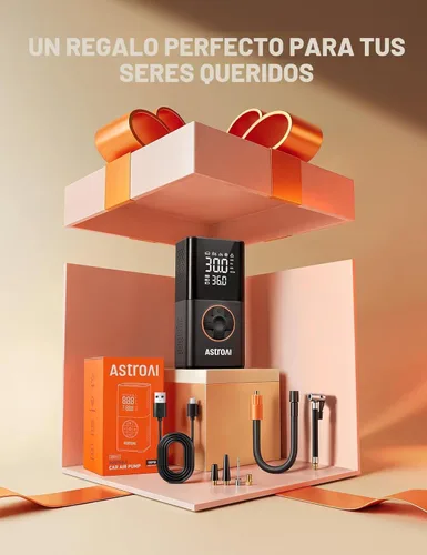 Miniatura 2 de AstroAI Inflador de neumáticos L7, compresor de aire portátil inalámbrico, paquete de 2 bombas de bicicleta con pantalla digital de valores duales