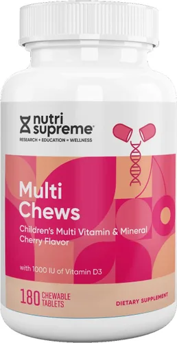 Delicious Kids Multivitamínico, 180 masticables vegetarianos – Suplemento completo para niños con vitaminas y minerales esenciales – Vitamina A, B,