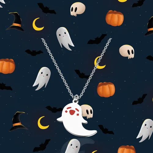 Miniatura 7 de WUSUANED Lindo collar de fantasma Hu Tao con forma de fantasma, joyería de Halloween, cosplay, regalos para los amantes del anime del juego, Acero