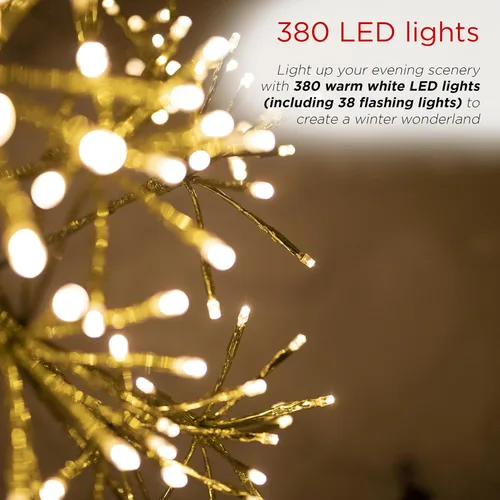 Miniatura 6 de Alpine Corporation Árbol de Navidad artificial festivo para interiores y exteriores de 53 pulgadas de alto con luces LED blancas cálidas, dorado