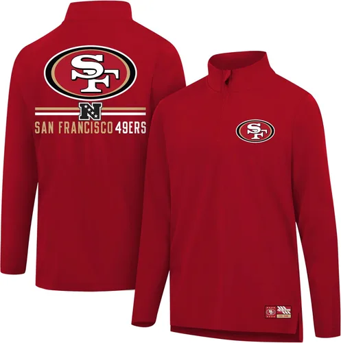 Ultra Game Men's NFL Official Super Soft Quarter Zip Long Sleeve T-Shirt