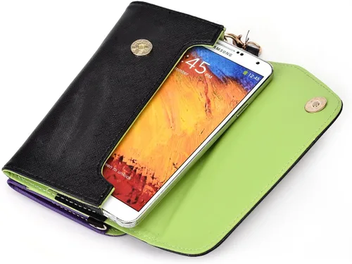 Miniatura 11 de Kroo Cartera de mano con correa de muñeca y correa cruzada para smartphones o phablets de hasta 57 pulgadas funda de transporte embalaje sin