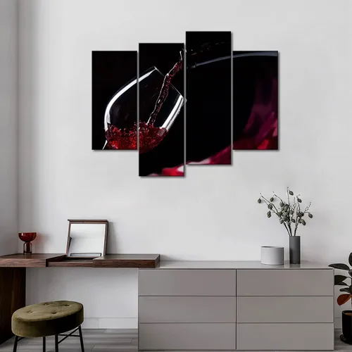 Miniatura 3 de First Wall Art - Pintura de cuadros de vino tinto en el vaso, fotos de pinturas de comidas en loca para regalo de decoración para el hogar